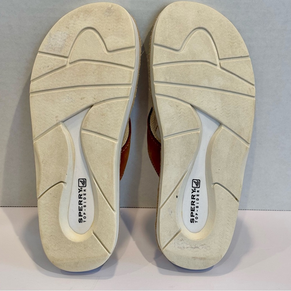 Sperry Top Sider Women's Tan and Cream Thong Sandals SZ 7 - Picture 6 of 8